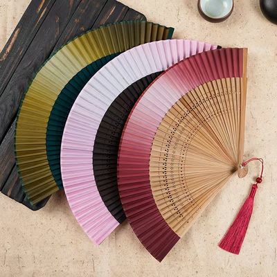 Eco-Friendly Bamboo Hand Fan with Carved Technique and Pantone Color for Wedding Decoration
