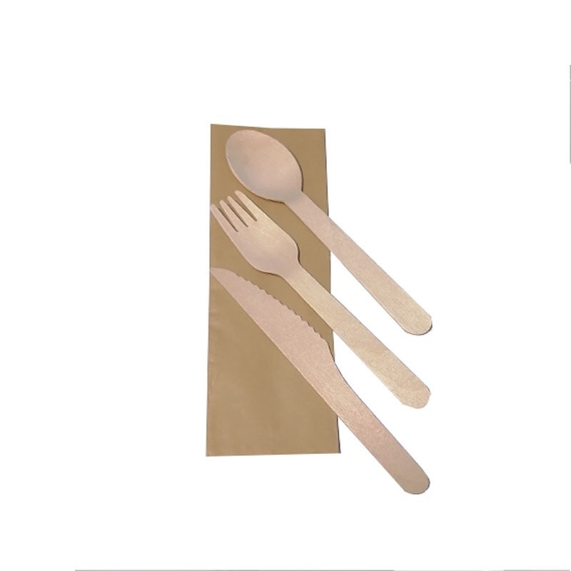 Biodegradable Tableware Cutlery Set , Barbecue Wooden Forks And Spoons Disposable