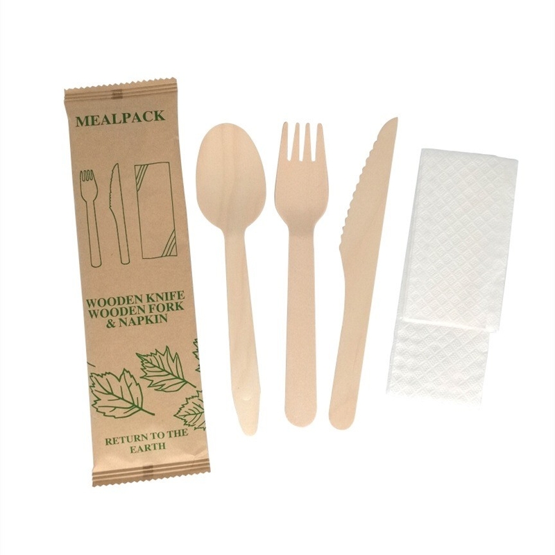 Biodegradable Tableware Cutlery Set , Barbecue Wooden Forks And Spoons Disposable