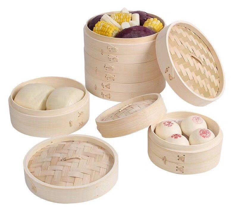 Chinese 10cm Dim Sum Bamboo Steamers Eco Friendly 15cm 18cm 30cm