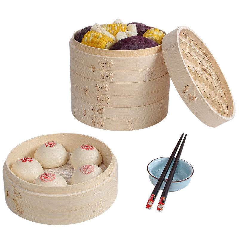 Customized Logo Acceptable Bamboo Steamer Basket Food Grade Food Dumplings Steamers