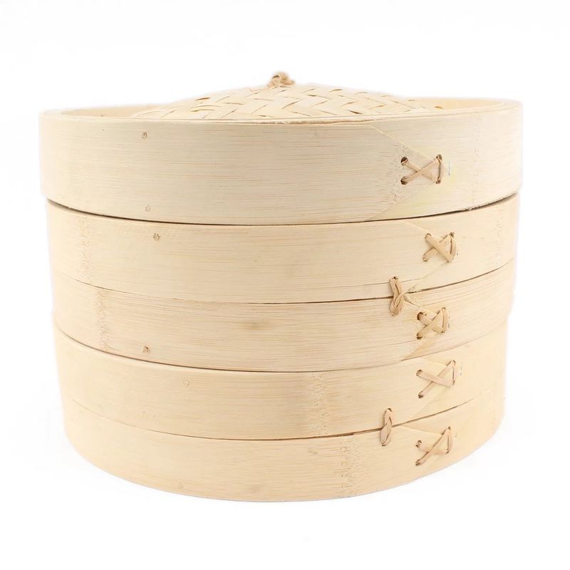 Custom Dim Sum Bamboo Steamers , Two Tier Bamboo Steamer Kitchen