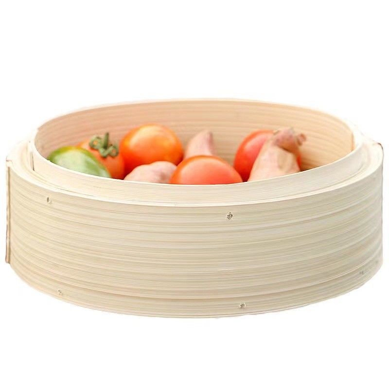 Custom Dim Sum Bamboo Steamers , Two Tier Bamboo Steamer Kitchen