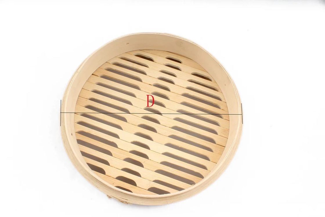 10 Inch Lid Dim Sum Bamboo Steamers , Rice Bamboo Momo Steamer Basket Kitchen